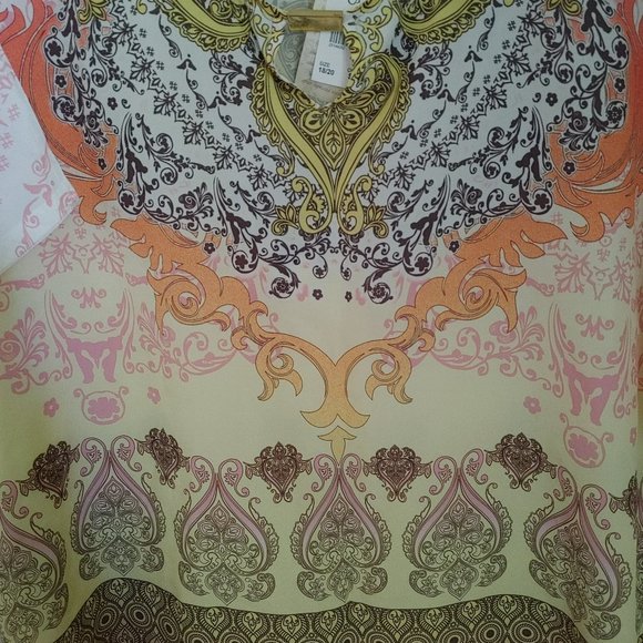 Cato Plus Size Blouse Yellow/Orange Paisley Sz 18-20W - Picture 3 of 7